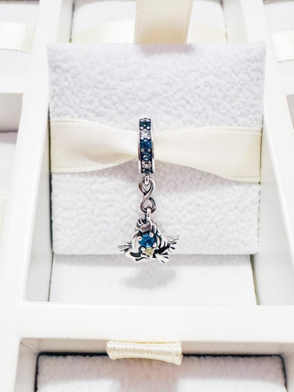 925 Sterling Silver Flounder Infinity Dangle Charm Fits Pandora Bracelets